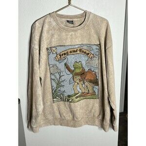 Frog and Toad Vintage Classic Book Cover Tapestry Crew Sweatshirt XL Fly Kite
